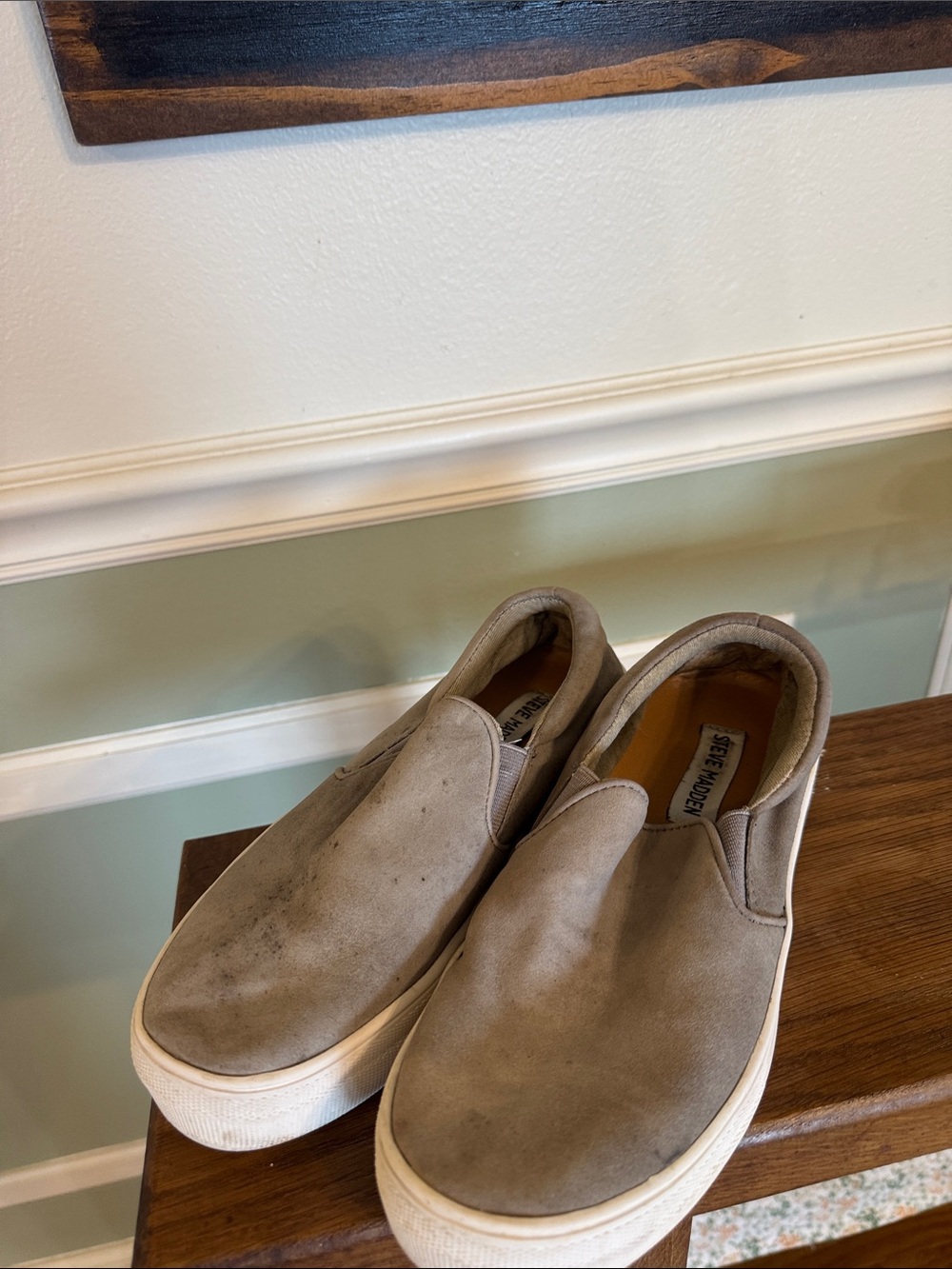Steve Madden Taupe Suede Slip-On Loafers